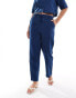 Mango denim look tie waist co-ord trousers in blue