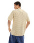 Native Youth pointelle cotton knitted polo top in beige