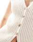 ASOS DESIGN knitted rib waistcoat with collar detail in cream