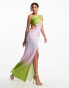 Style Cheat one shoulder satin midaxi dress in ombre