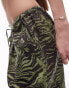 Topshop beach shorts in khaki zebra print