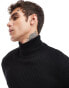 Brave Soul cotton ribbed roll neck jumper in black