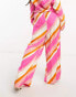 River Island Plus wide leg dad trouser in bright print stripe