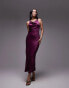 Topshop high square neck maxi dress in deep burgundy