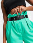 Vero Moda high waisted belted trousers in bright green