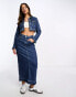 Pull&Bear denim midaxi skirt co-ord in dark blue