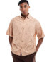 ASOS DESIGN oversized broderie shirt in light brown