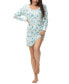 Women's Long Sleeve Henley Sleepshirt Nightgown