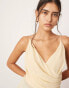 ASOS EDITION wrap front cami top with asymmetric hem in lemon