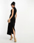 ASOS DESIGN grown on neck midi dress with ruched sides in black