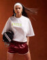 ASOS DESIGN oversized t-shirt with deuce graphic in white