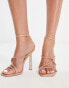 Glamorous Wide Fit embellished strappy heeled sandals in beige