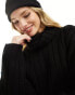 Pimkie roll neck side split jumper in black