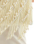 ASOS DESIGN beaded pearl fringe clutch bag in ivory