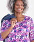 Plus Size Printed Scoop-Neck Long-Sleeve Top, Created for Macy's