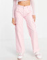 Daisy Street wide leg low rise Y2K cargo trousers in baby pink