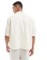 ASOS DESIGN oversized overhead shirt with linen mix in stone