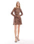 Miss Selfridge backless fit and flare mini dress in animal print