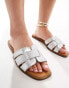 Truffle Collection wide fit flat mule in silver