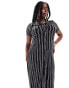 ASOS DESIGN Curve short sleeve button through midi dress in black stripe