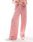 ASOS DESIGN wide leg trouser in red gingham print