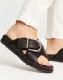 ASOS DESIGN Wide Fit Flash buckle cross vamp flat sandals in black - BLACK