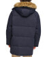 Men's Long Quilted Parka with Removable Faux-Fur Trim