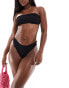 South Beach frilly crinkle bandeau bikini top in black