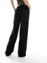 JDY wide leg button detail pleated trousers in black