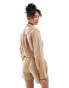 Mango linen relaxed shirt co-ord in tan