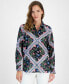 Women's Scarf-Print Cotton Button-Front Shirt