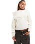 Mango bardot jumper with side split in white