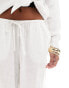 ASOS DESIGN Petite pull on trouser with linen in white