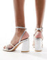 New Look block heel multistrap sandal in silver