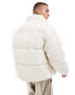 Bershka cord puffer jacket white