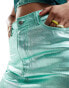 In The Style metallic denim mini skirt in turquoise