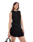 ASOS DESIGN sleeveless mini dress with pleated skirt in black