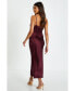 Women's Satin V Neck Slip Maxi Dress