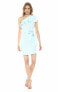 Donna Morgan 156336 Women's One Shoulder Shift Dress Aqua Sz. 4 US