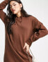 Threadbare Floyd hoodie mini dress in chocolate brown