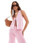 The Frolic lucia tie front beach waistcoat top in pink