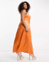 Urban Threads Curve satin midi dress in dark orange