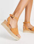 Glamorous espadrille wedge sandals in tan