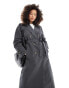 Vero Moda longline belted trench coat in asphalt grey