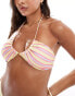 Vero Moda halterneck bikini top in pastel stripe print