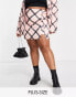 The Frolic Plus check print split detail mini skirt co-ord in pale pink