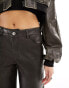 ONLY faux leather wide fit trouser in washed black