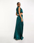 In The Style exclusive satin twist front maxi skirt co-ord in teal