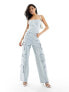 Simmi bandeau wide leg denim jumpsuit in blue