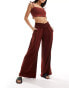 ASOS DESIGN shirred waist wide leg trouser in rust